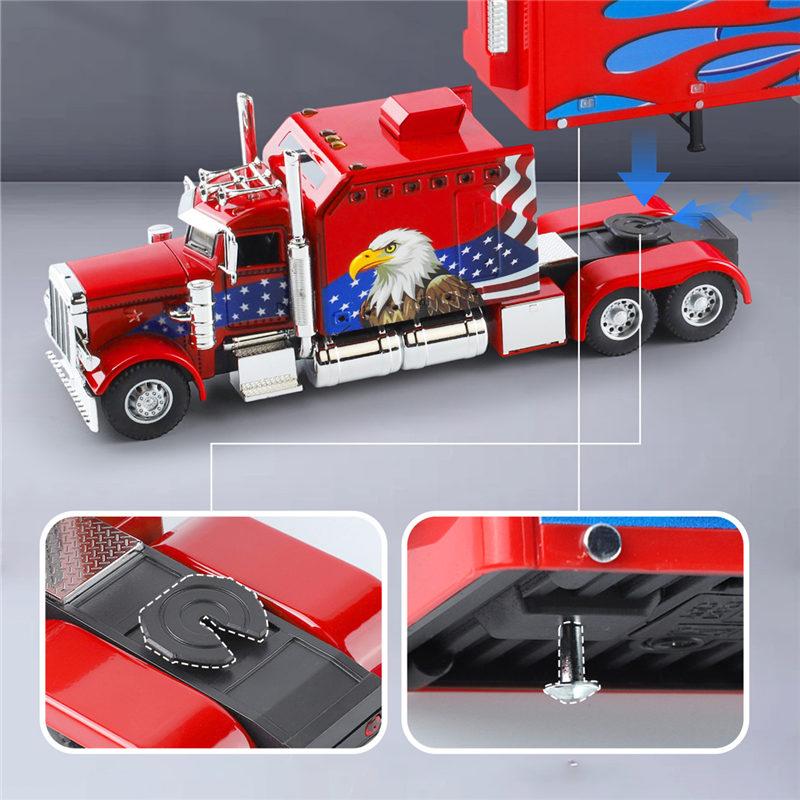 AAYL1 1/24 Legierung Schwerer Sattelzugzugkopf Auto Diecast Spielzeug Container LKW Ingenieur Transportfahrzeug Automodell Ton und Licht