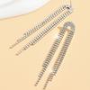 2 Curved Women's Pendant Earrings, Elegant Rhinestone Tassel Long Earrings, Gorgeous Jewelry, Date Gift-4019