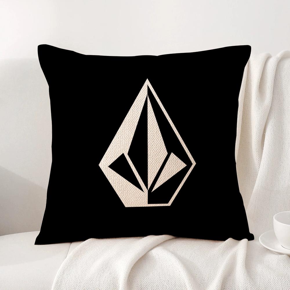 VVolcomS LOGO Cushion Cover Natural Linen Organic Fabric DoubleSided Printing Sofa Home Decor Breathable Bed Pillow