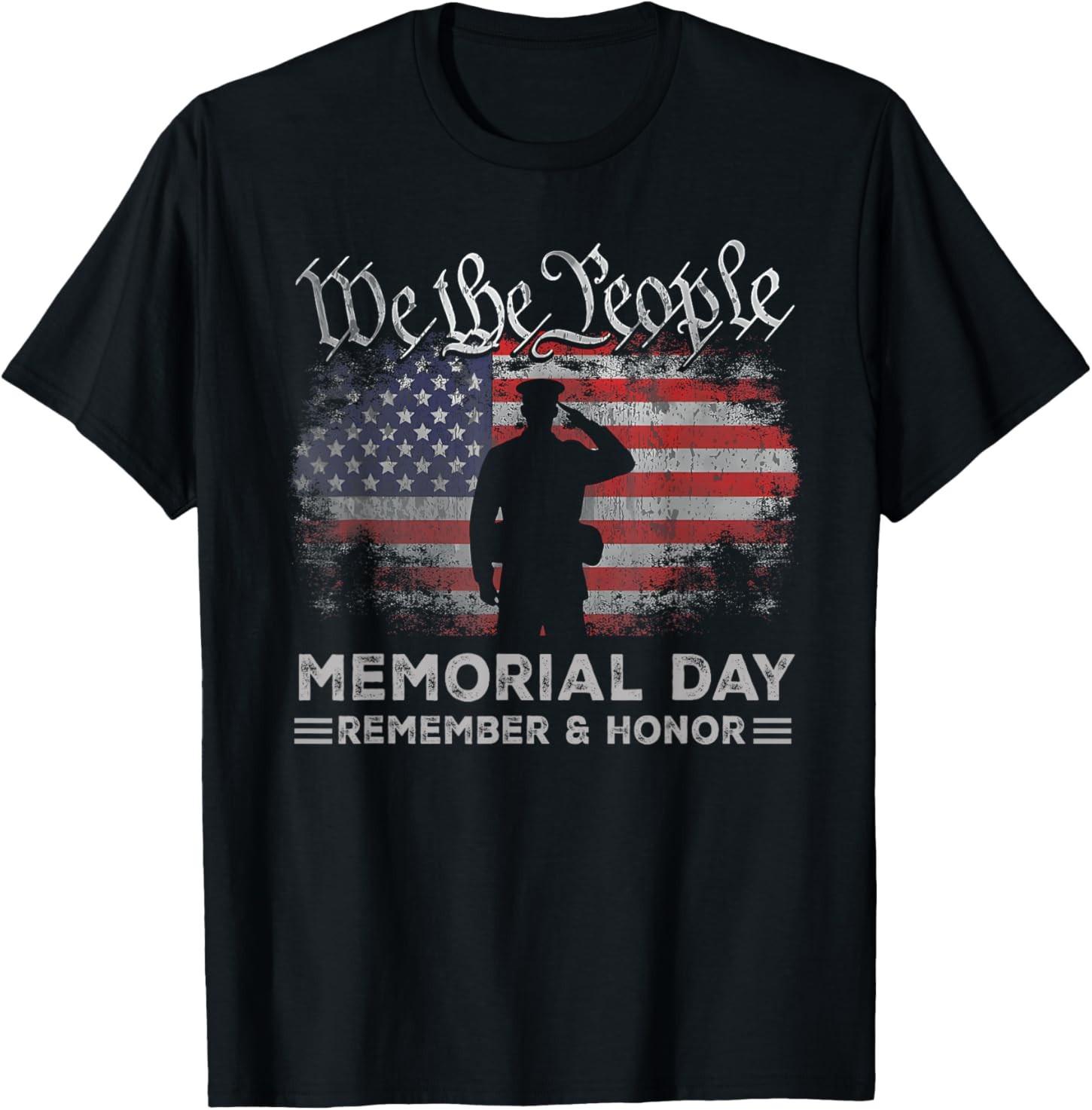 Memorial Day Remember Honor US American Flag Veterans Day T-Shirt S разноцветный