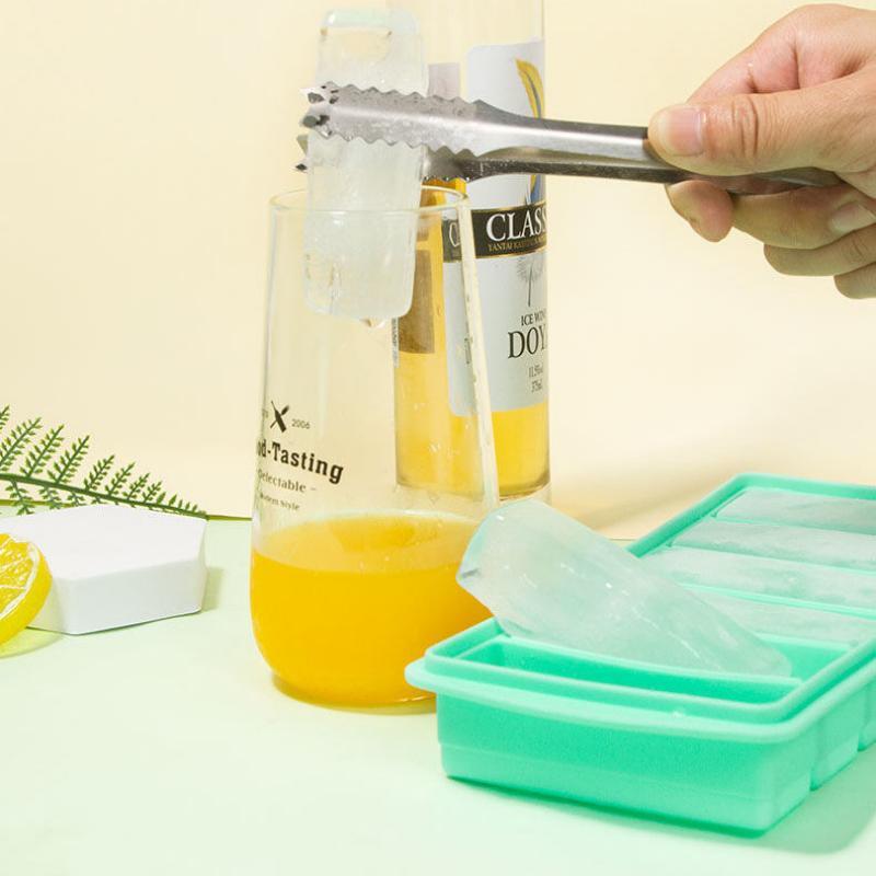 Silicone Ice Cube Tray with Lid Creative Rectangle Moulds Food Grade Kitchen Tools Refrigerator Juice Cocktail Mold