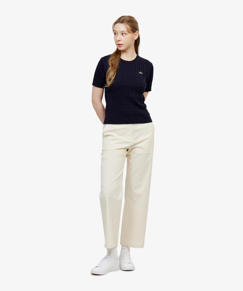 LACOSTE Women'S Cable Short Sleeve Crew Neck Sweater Af590E-56G 166