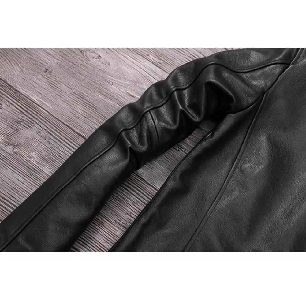 Chinese Size Long Men Leather Coat Genuine Soft Cow Leather Classic Double Breasted Turn Down Collar Leather Jackets For Men Clothing Autumn