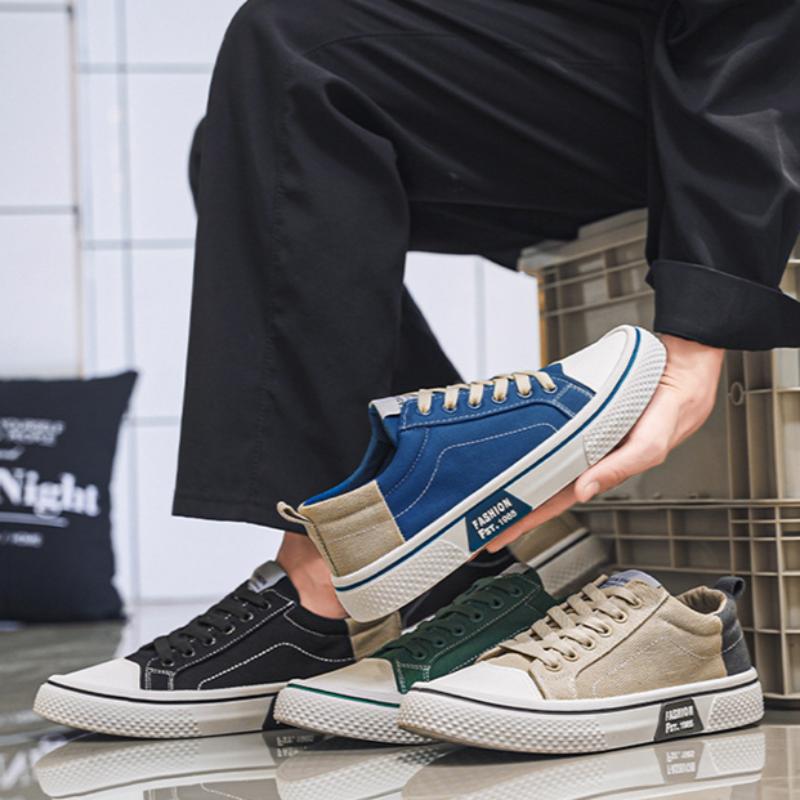 Four Seasons Fashion Street Canvas Sneakers Men's Low-top Lace-up Flats Casual Shoes