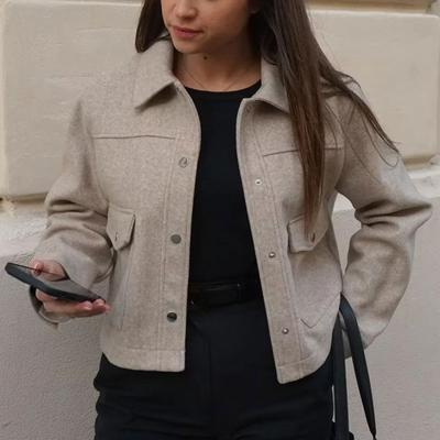 Jaquetas para mulheres moda outono bolsos frontais sólidos botão manga longa jaqueta elegante mulher casual outerwear casaco