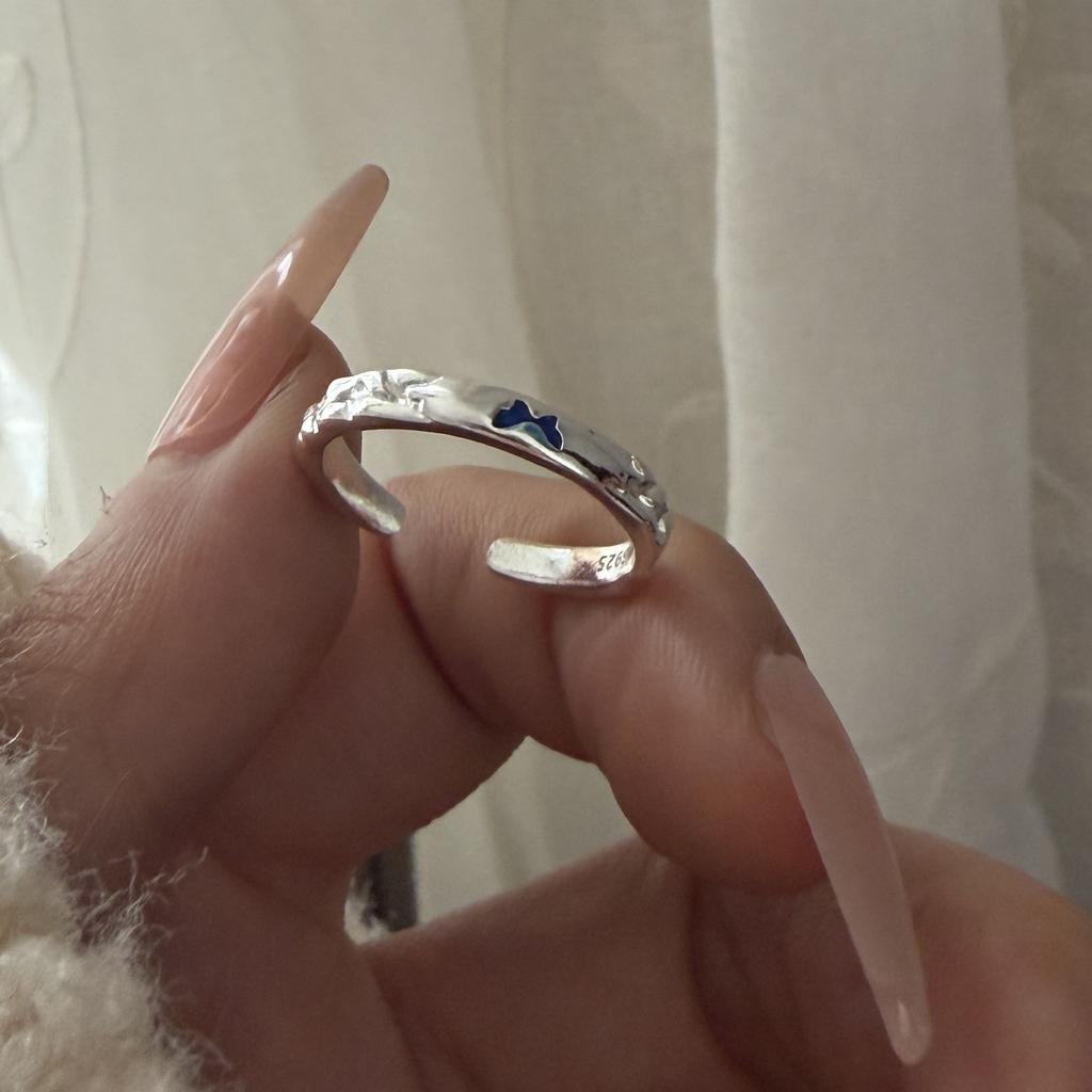 Copper Rings For Women Couple Minimalist Handmade Simple Blue Butterfly Ring Fine Jewelry Gift Prevent Allergy
