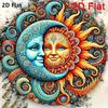 Metal Poster Sun Moon Wood Decor Wall Art for Living Room