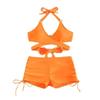 2024 Multicolor Cross Halter Bikini with Flat Leg Shorts for Women