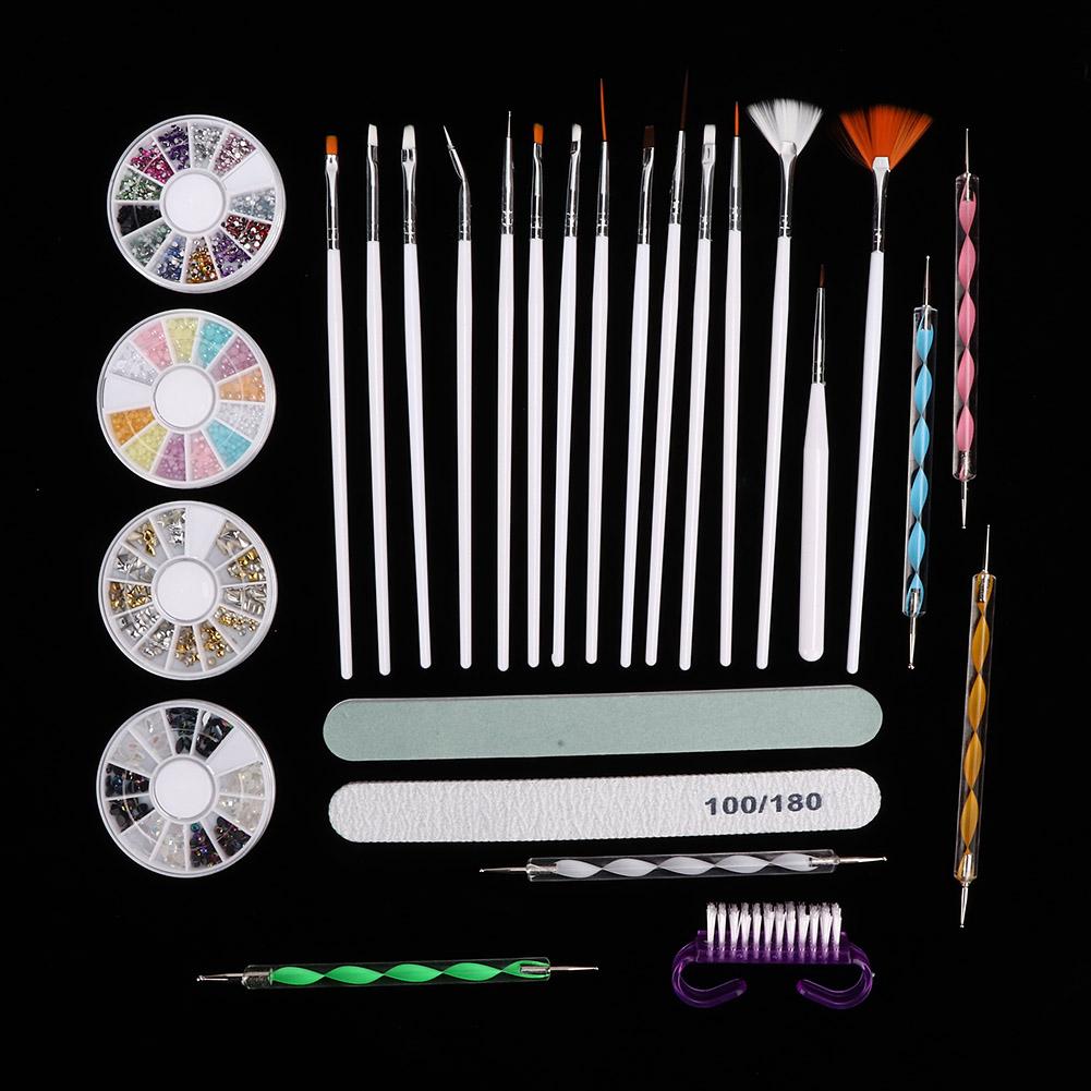 Nail Art Painting Brush Dotting Pen Nail File Rhinestones Dust Brush Manicure Tool Set