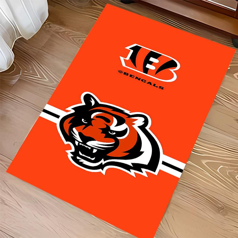 1pc Cincinnati Bengals LOGO Print Area Rug - Soft,Washable Non-Slip Indoor Mat for Office Chairs,Living Room,Home Office Decorative Rug