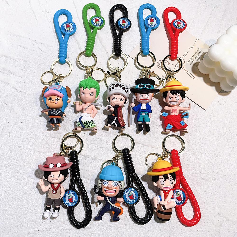 Stilvoller One Piece Schlüsselanhänger für Luffy Nami Sanji Zoro Fans Langlebiges Silikon-Accessoire
