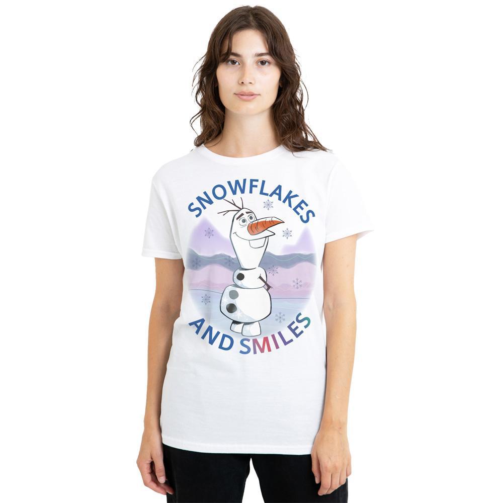 Frozen Womens/Ladies Snowflakes And Smiles Olaf T-Shirt