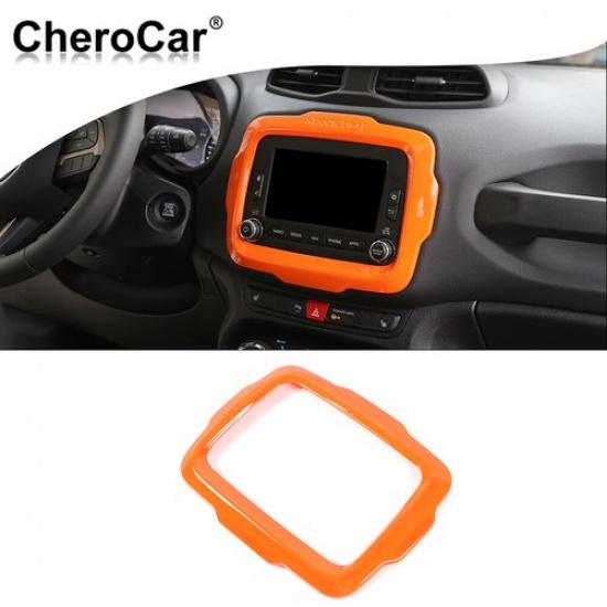 Orange Center Console GPS Navigation Cover Trim Decor For Jeep Renegade 2015-17