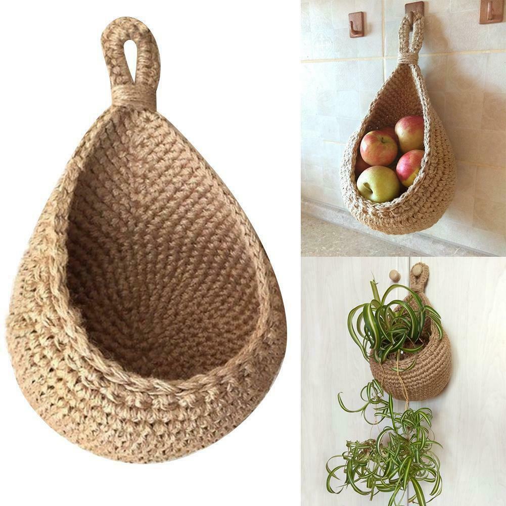 Kitchen Woven Basket Hanging Storage Baskets Cotton Rope