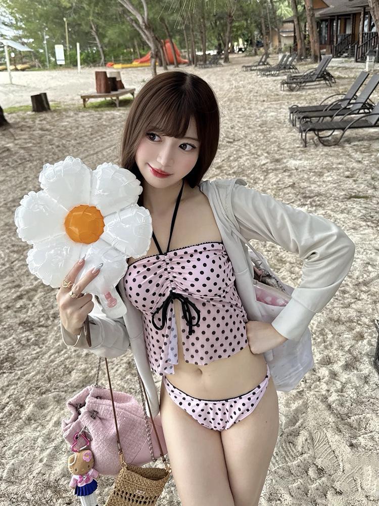 Women's Korean-Style High-Waisted One-Shoulder Halter Backless Slimming Bikini Swimsuit