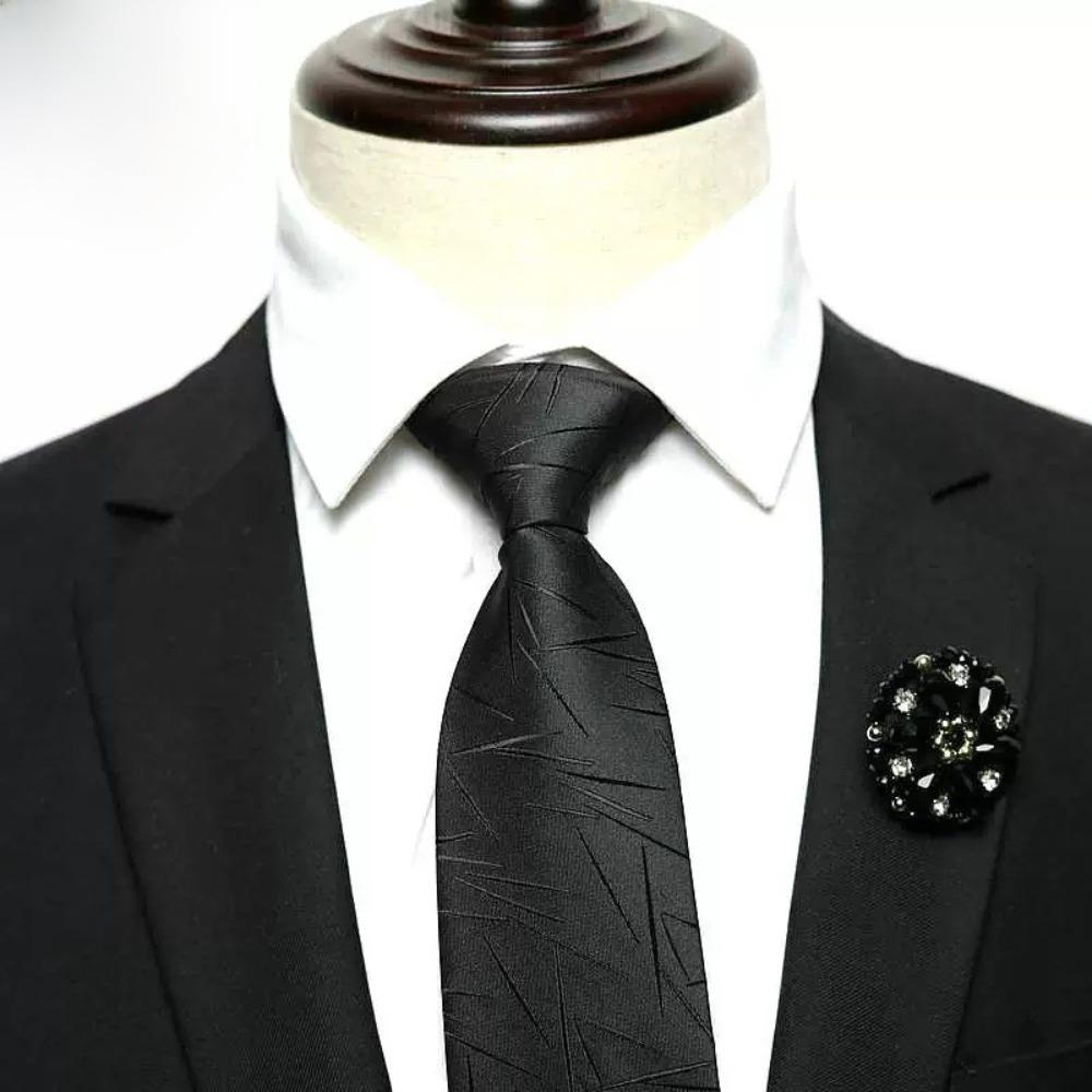 Stripes Men Necktie Floral Retro Cravat Classic Black Necktie Boys
