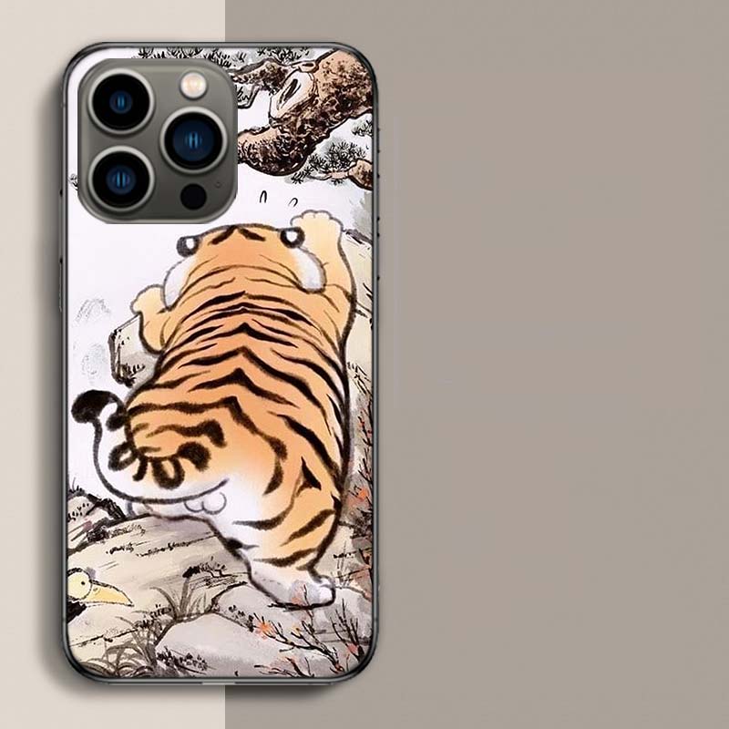 

Cartoon Fat Tiger Phone Case For Iphone 17 Air 15 Pro 14 Plus 16 Pro Max 17E 16E 12 13 Mini 11 Cover Cute Fundas iPhone 15