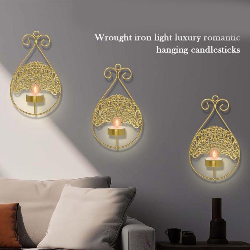 Vintage Wall Mounted Candle Sconce for Bedroom and Dining Room Decoration Metal Tree Shape Wall Hanging Candle Holder
