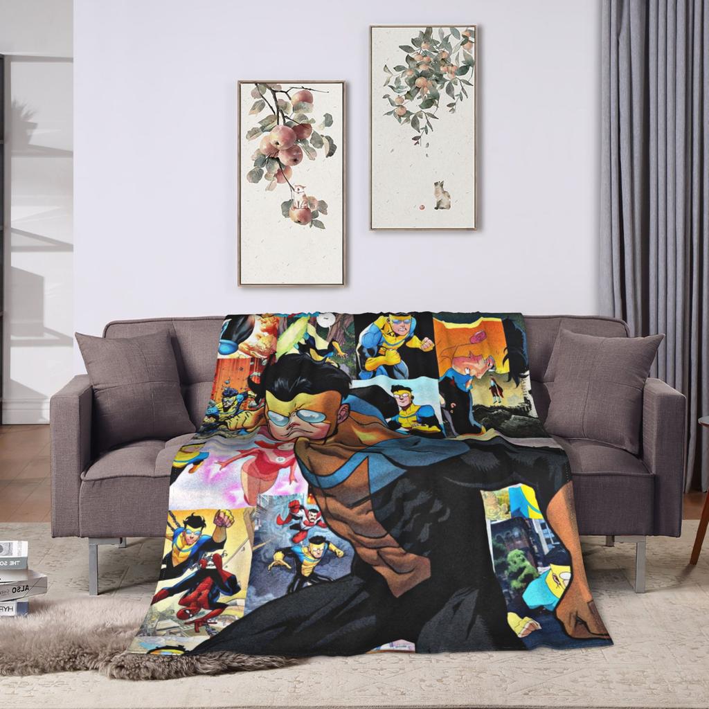 Mark Grayson Comic Panel Collage Warm Soft Blankets invincible Airplane Travel Plush Bedding Throws Flannel Bedspread Sofa Bed