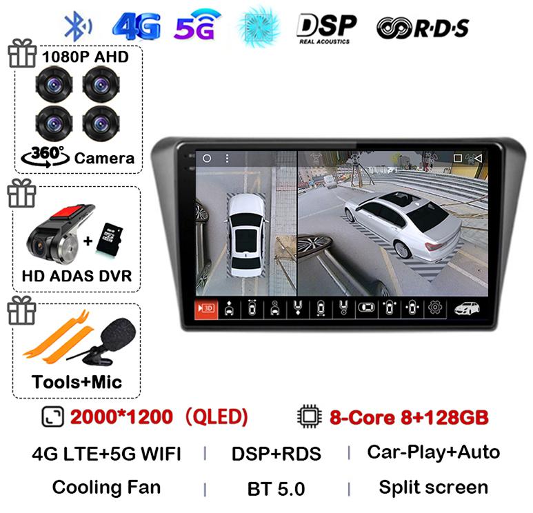 Android 14 Auto Carplay WIFI+4G For Peugeot 408 2014 2015 2016 2017 2018 GPS Car Radio Multimedia Video Player Stereo 360 Camera