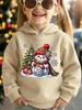 Children Christmas Hoodie Autumn Winter Holiday Sweatshirt Cartoon Snowman & Xmas Tree Print Casual Party Pullover Tops