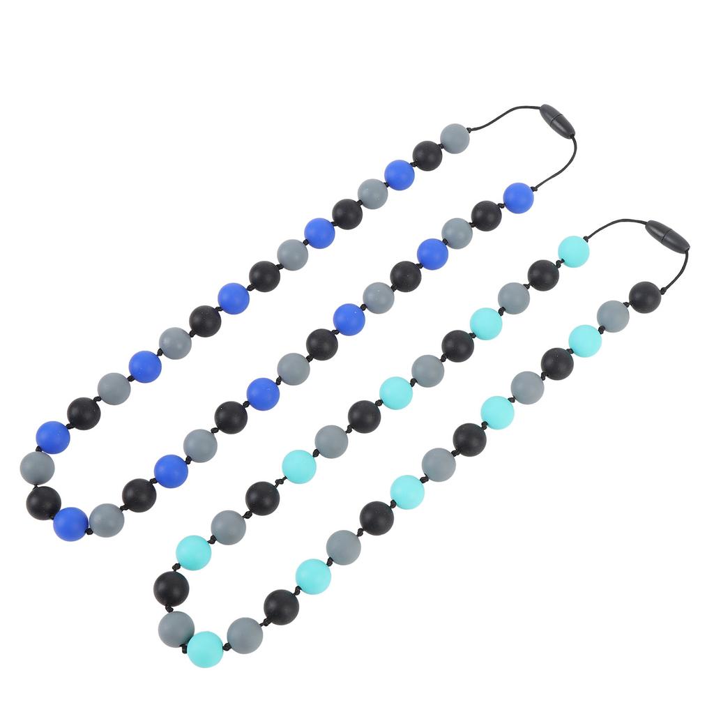 2pcs Silicone Sensory Necklace Set Adjustable Strap Stylish Soft Anti Slip Sensory Necklace for Kids