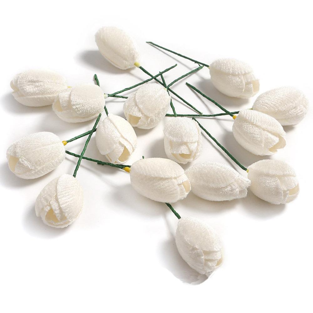 

15 Элегантных Шелковых Цветов Реалистичный Искусственный Цветок Сделай Сам Искусственный Бархатный Тюльпан Домашний Декор белый