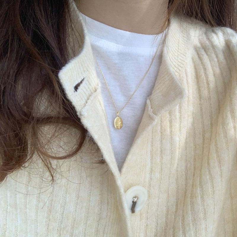 

Овальное брендовое ожерелье с розой для женщин, изысканная цепочка для свитера, французские аксессуары золотой