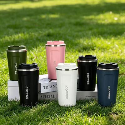 1Pc Stainless Steel Coffee Cup, Simple Business Office Gift, Thermos Cup, Outdoor Portable Buckle Accompanying Cup