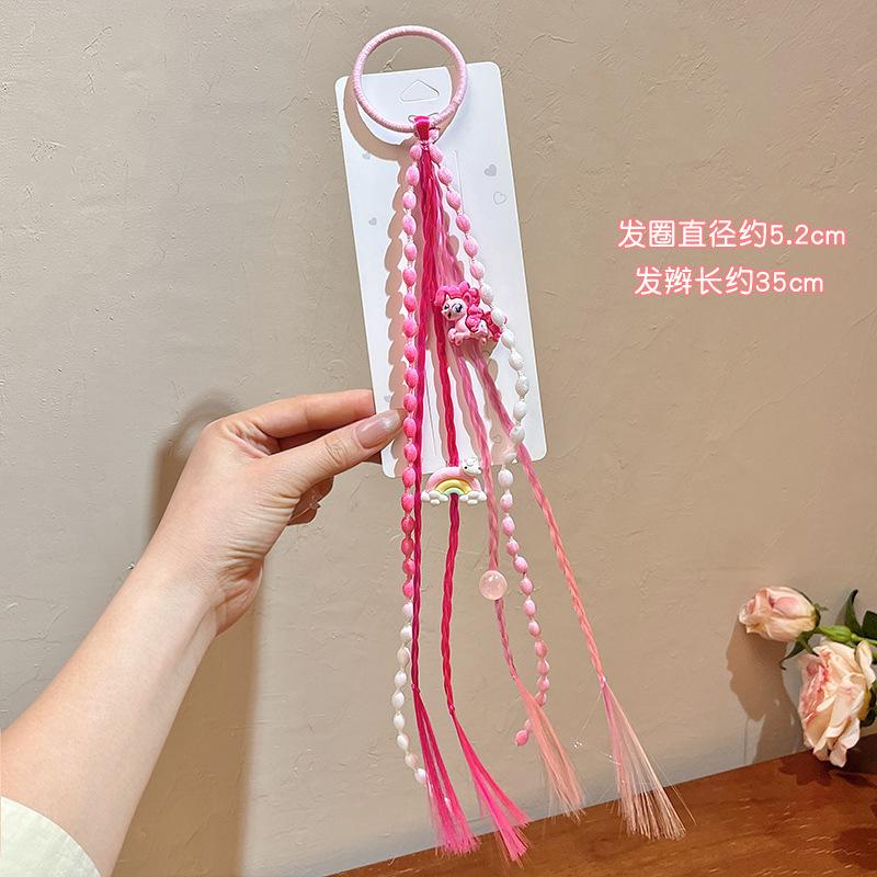 Children'S Pearl Mesh Gone Cartoon Super Fairy Princess Ribbon Braided Hair Headgear Little Girl Bow Hairpin Hair Accessories