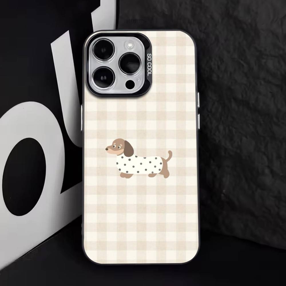 Sausage Dog Phone Case For iPhone 17,16,15,14,13,12,11 Plus,Pro Max,XS,Colored Silver Plated Inside Cover