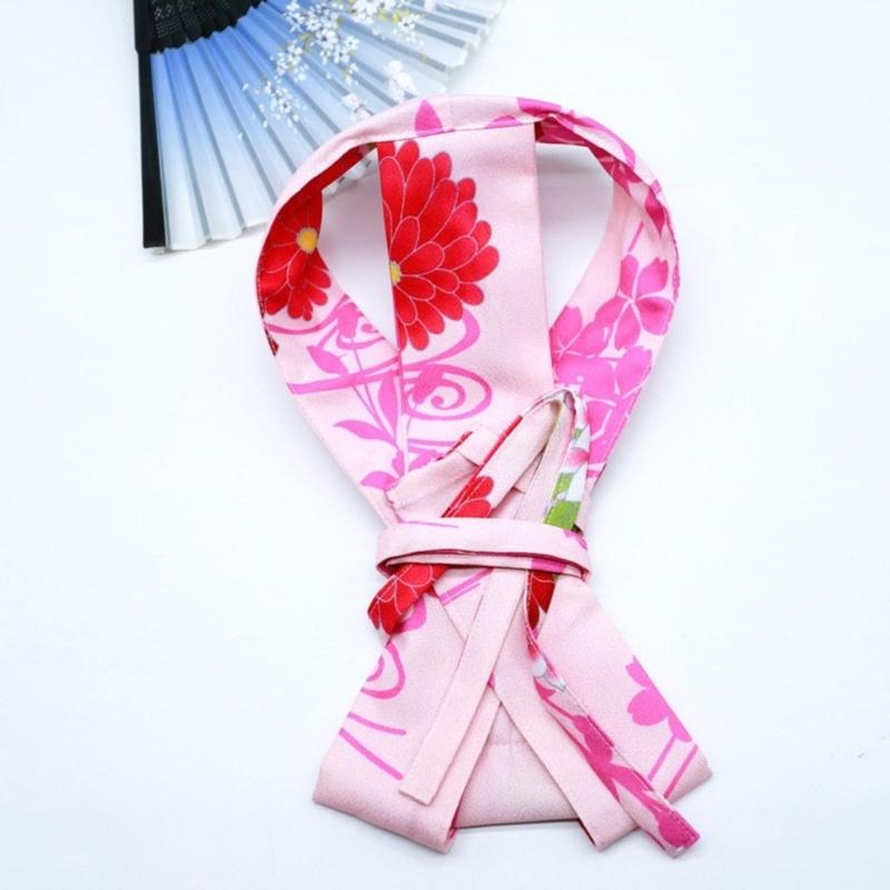 Women's Kimono Collar Support Accessory for Traditional Japanese Dress Core Collar Lining with Flower Print Kimono Belt