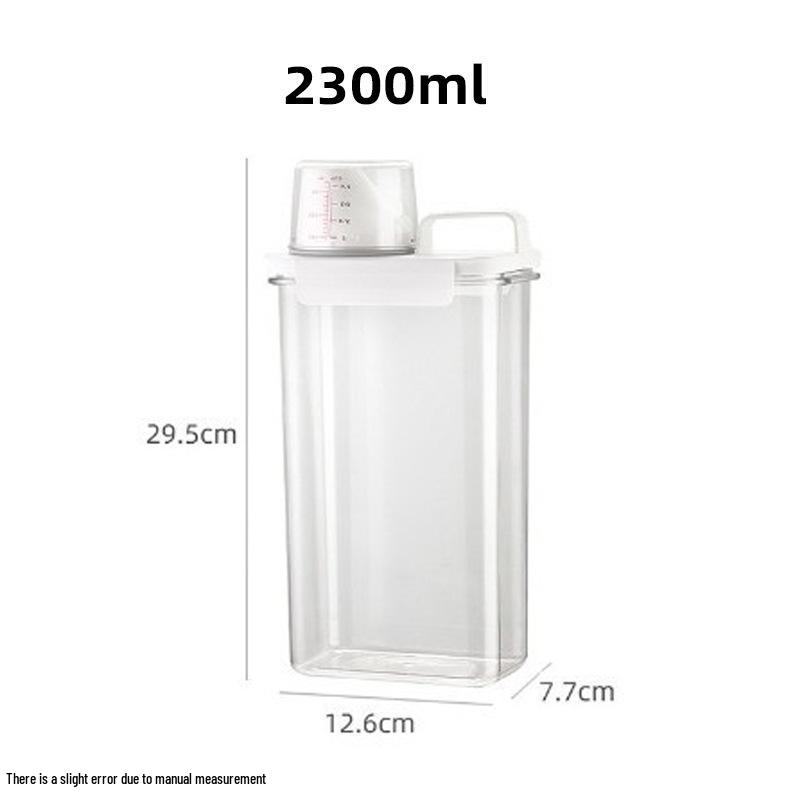 Laundry Detergent Storage Jar with Measuring Cup - Sealed, Thickened, Transparent, Large Opening
