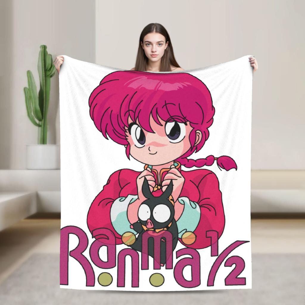 Couverture Anime Ranma 1/2 Polaire Imprimée Respirante Légère Jeté de Lit Quilt d'Extérieur