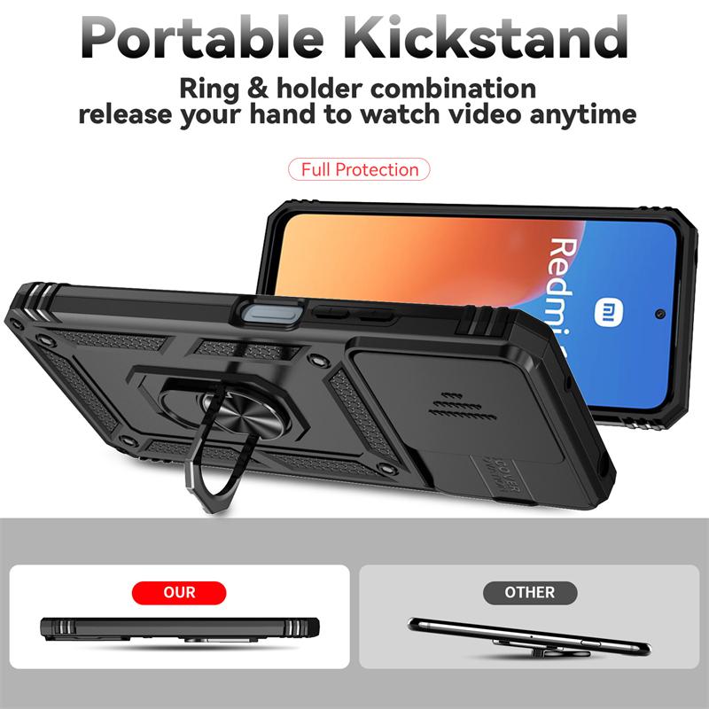 Full Cover For Xiaomi Redmi 12 5G Case For Redmi 12 5G Push Window Magnetic Phone Holder Back Case For Redmi 12 5G Case 6.79inch