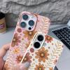 Minimalist Full-Coverage Line Art Daisy Pattern Shockproof Soft TPU Leather Texture Cover Case for iPhone 17 Pro Max Air 16e 16 15 14 13