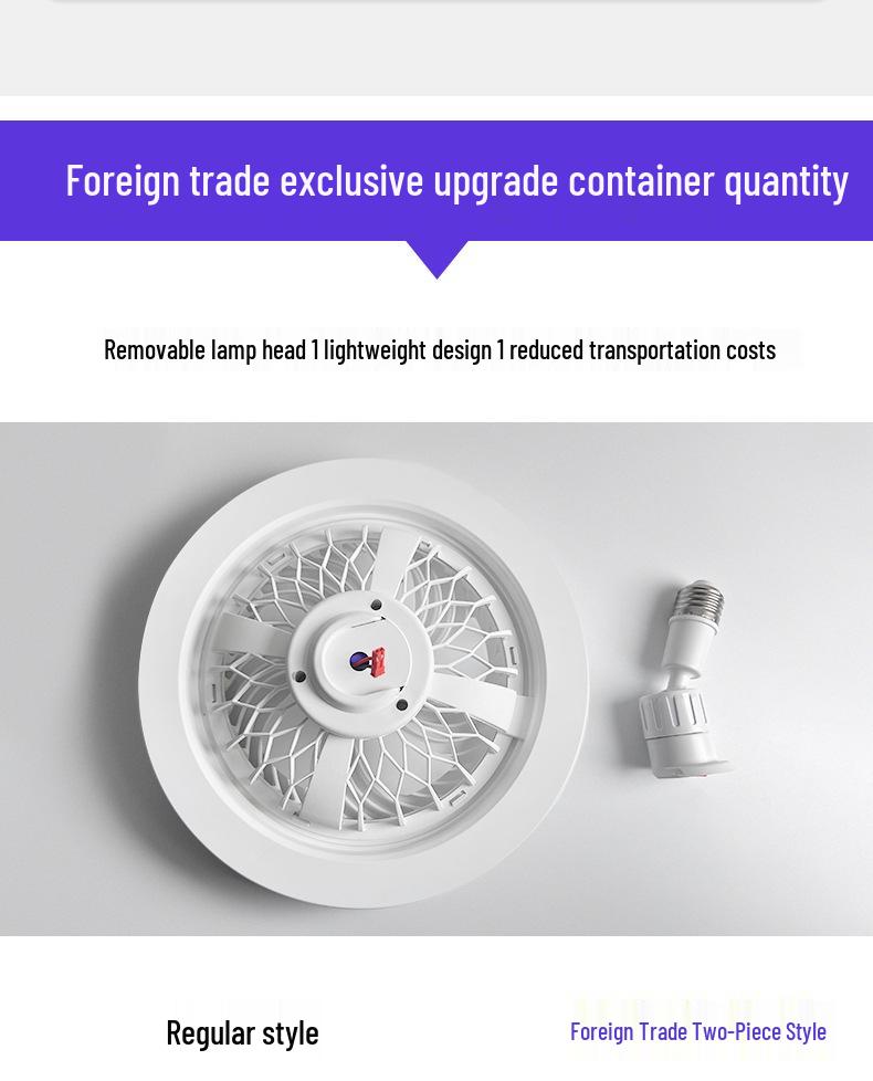 LED Bulb Ceiling Fan with Modern Minimalist Design for Living Room or Balcony