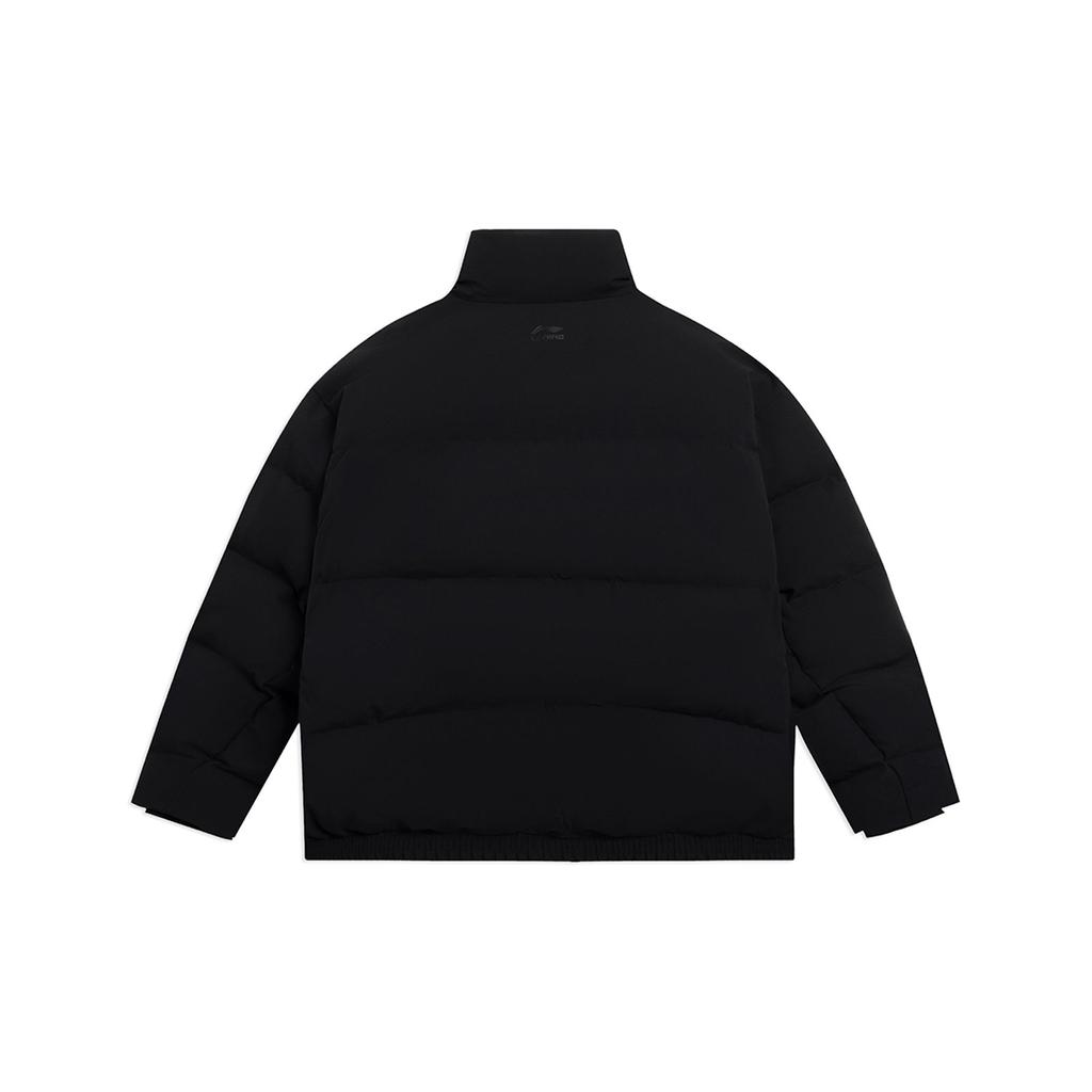 Li-Ning Sport Fashion Series Solid Color Short Casual Stand Collar Down Jacket Winter Men Outerwear Black AYMS387-1