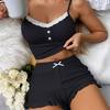 Lace Trim Camisole & Shorts Set for Women - Sexy Casual Sleepwear for Teens, Trendy European & American Style