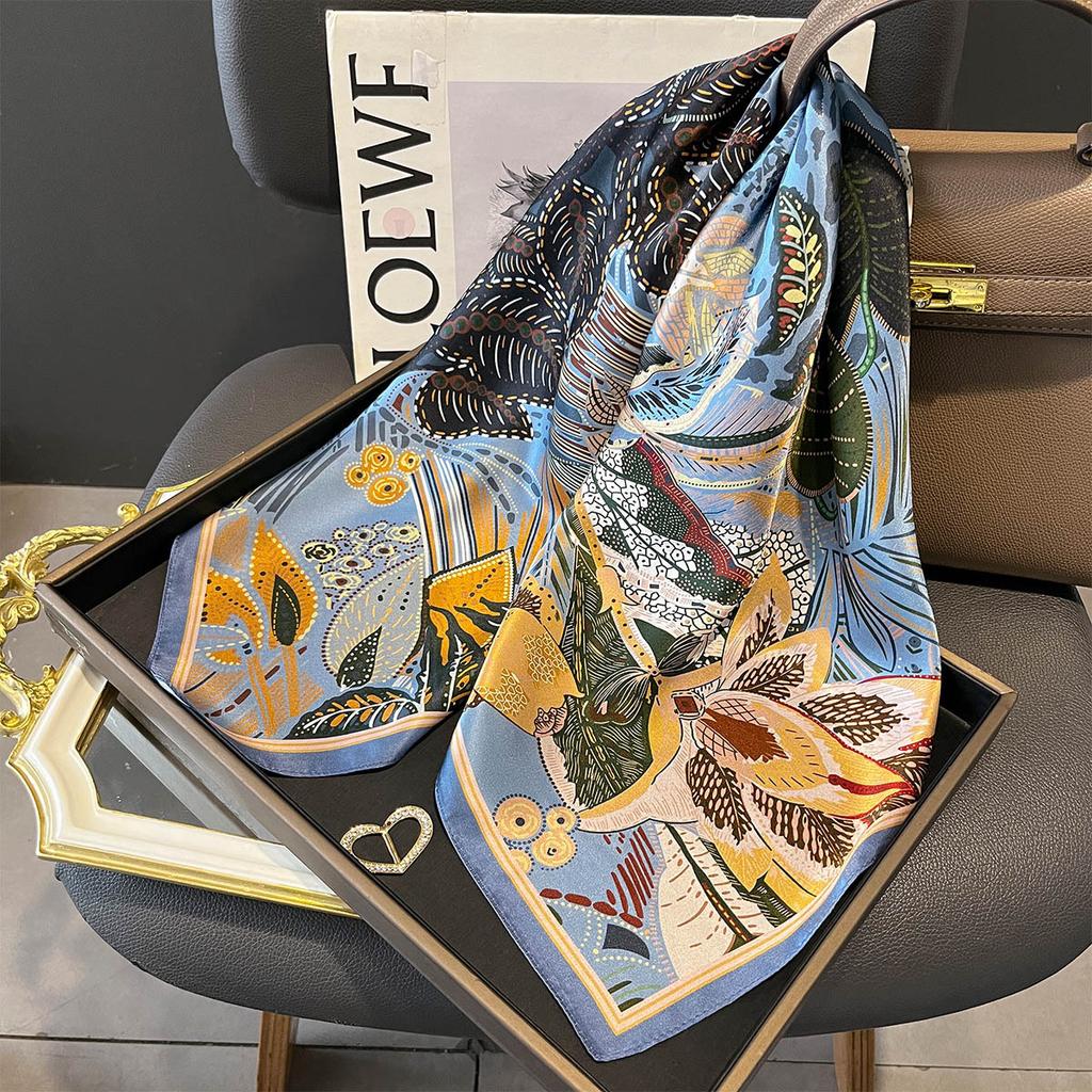 100% Pure Silk Scarf Women Hairband Foulard Square Female Headkerchief Mulberry Luxury Print Shawl Wraps Hijab Bandana Scarves
