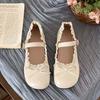 Französische Mary Jane Schuhe mit weicher Sohle, runde Spitze, Retro-Schleife, flache Sohle, Spitzeneinfassung, kleine Lederschuhe, Damen 2025 Frühling und Herbst