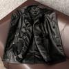 Mens Mid Length Trench Coat Genuine Top Grain Leather Jacket Big Size Business Casual Dad Outerwear