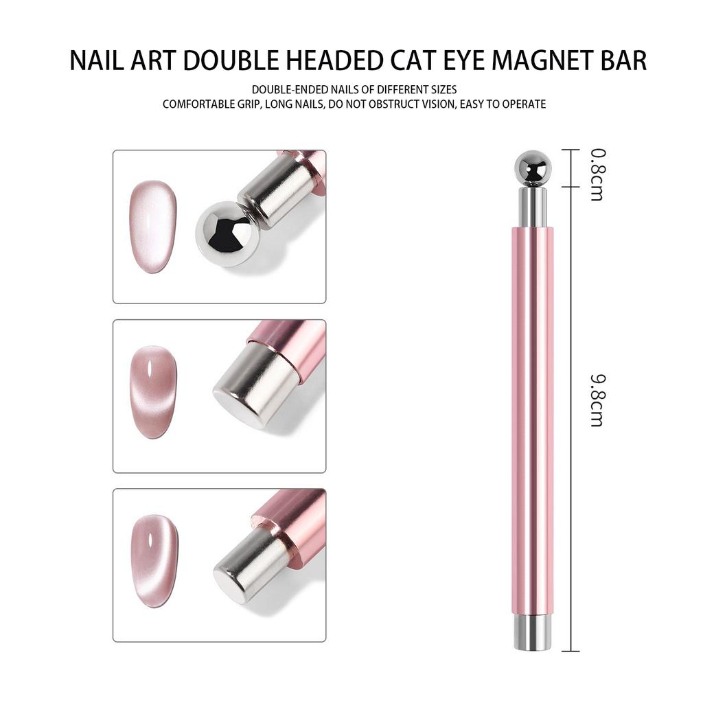 Nail Wand Double-headed Magnet Rod Wide Light Glass Beads Cat's Eye Strong Magnetic Stone Multi-functional Wand Magnet.