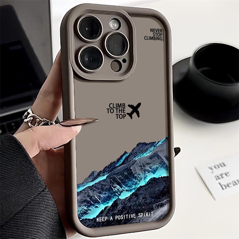 Mountain Peak Aircraft Patterned Case For iPhone 15 16 14 Pro Max 15 16 Plus 11 12 13 Pro 16E XR Shockproof Soft TPU Phone Cover