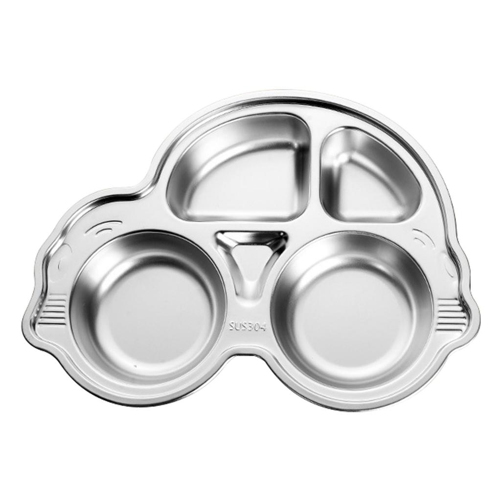 Stainless Steel Divided Platter Food Grade Cartoon Drop Proof Fun Shape Divided Dinner Tray for