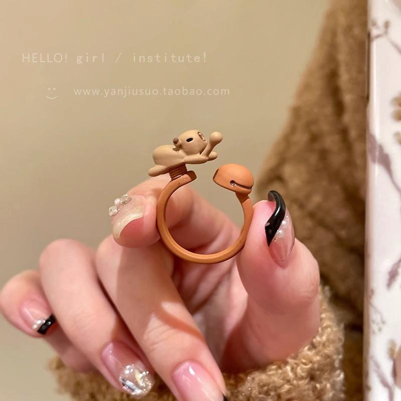 Wind Pearl Zircon Butterfly Ring Female Niche High-end Sense Light Luxury Couple Pair Ring Temperament Open Ring