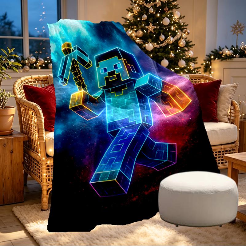 Minecraft Print Blanket - Soft & Comfortable, for Bedroom, Travel, Sofa, Home Decoration - Birthday Christmas Gift for Friend