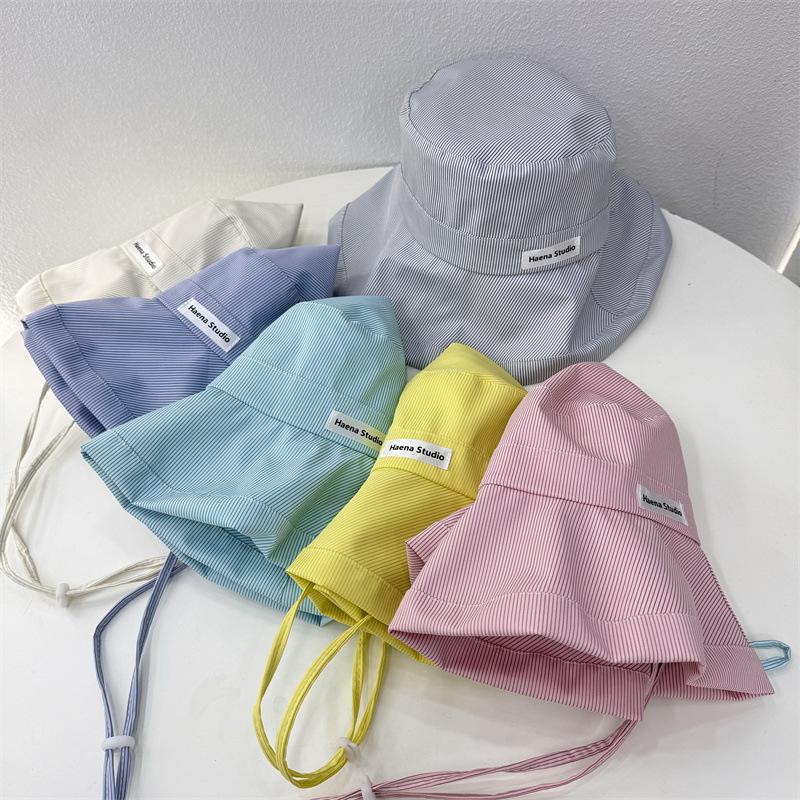 Versatile Style Hat Minimalist Stripes Womens Sunshade Fishermans Hatscaps