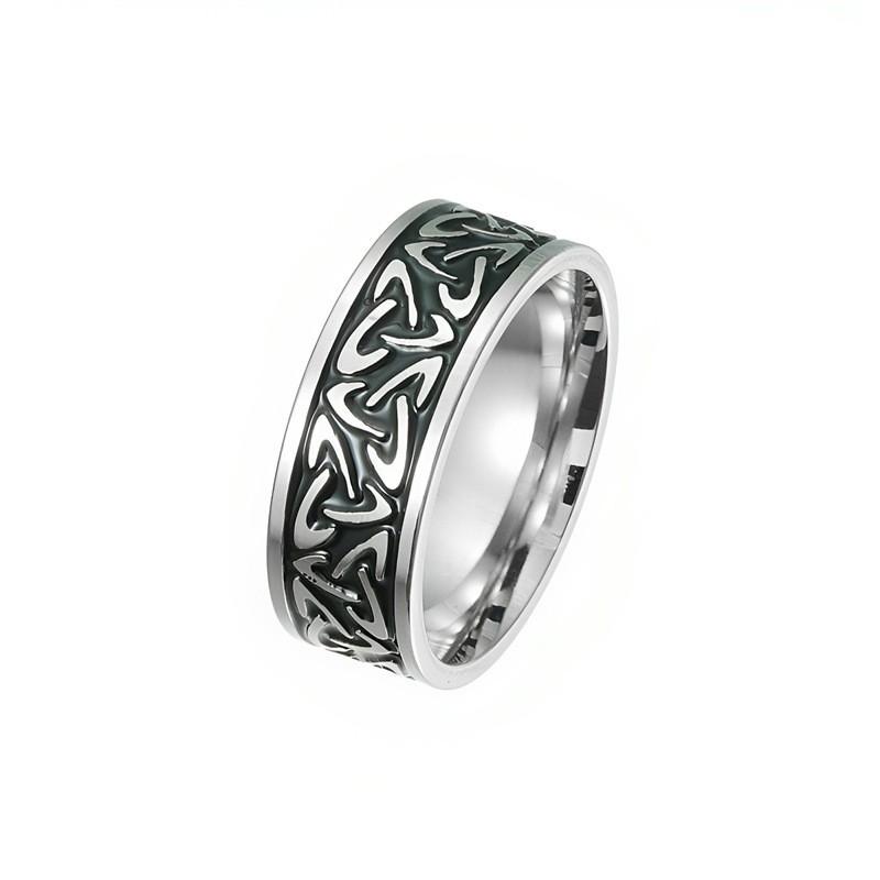 Men's Titanium Steel Punk Ring with Geometric Carving, Blackened for Couples - European & American Style.