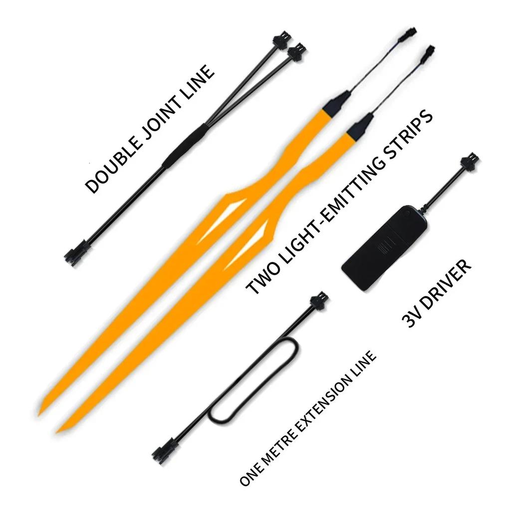 Motorcycle Helmet Cold Light Mod Kit Flashing Stripe Luminous Sticker LED Night Riding Lights Motorcycle Helmet Decoration